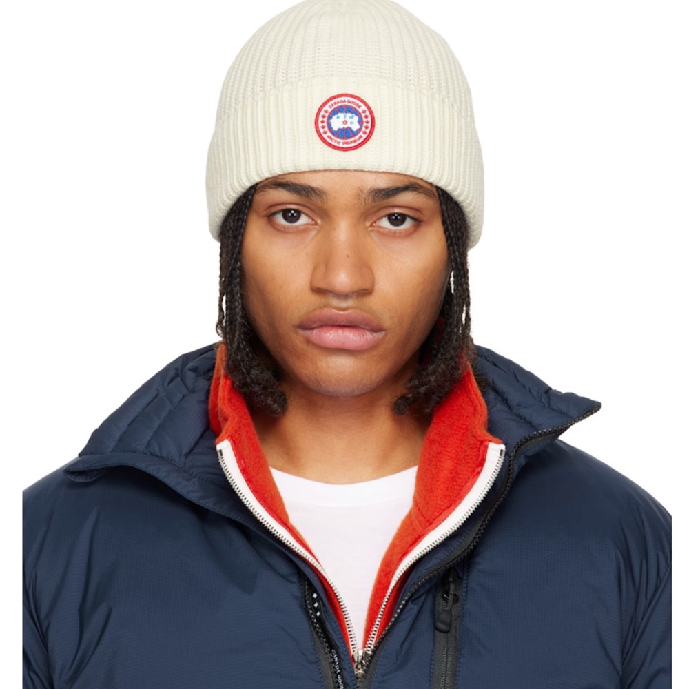 Canada Goose Off-White Knit Beanie Unisex